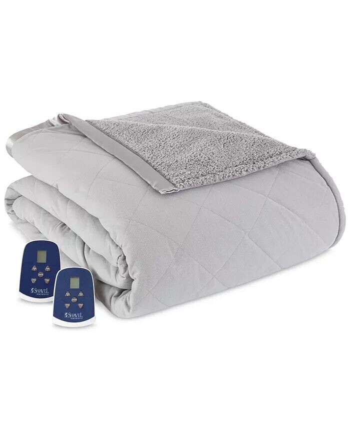 

Двустороннее электрическое одеяло Micro Flannel и Sherpa Shavel, серый