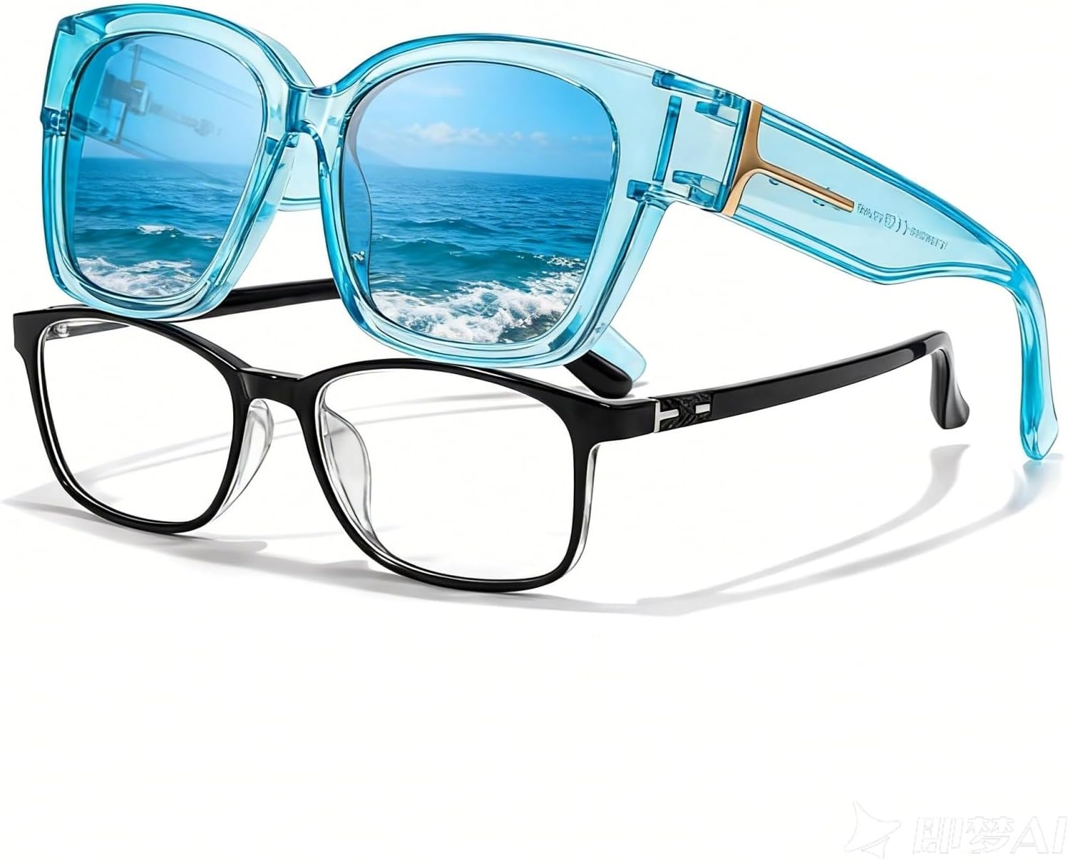 

Солнцезащитные очки Chicid Mirrored Fit Over Sunglasses для женщин и мужчин, поляризованные, увеличенного квадратного размера, с защитой от УФ-излучения, A05 Blue Frame/Blue Mirrored Lens