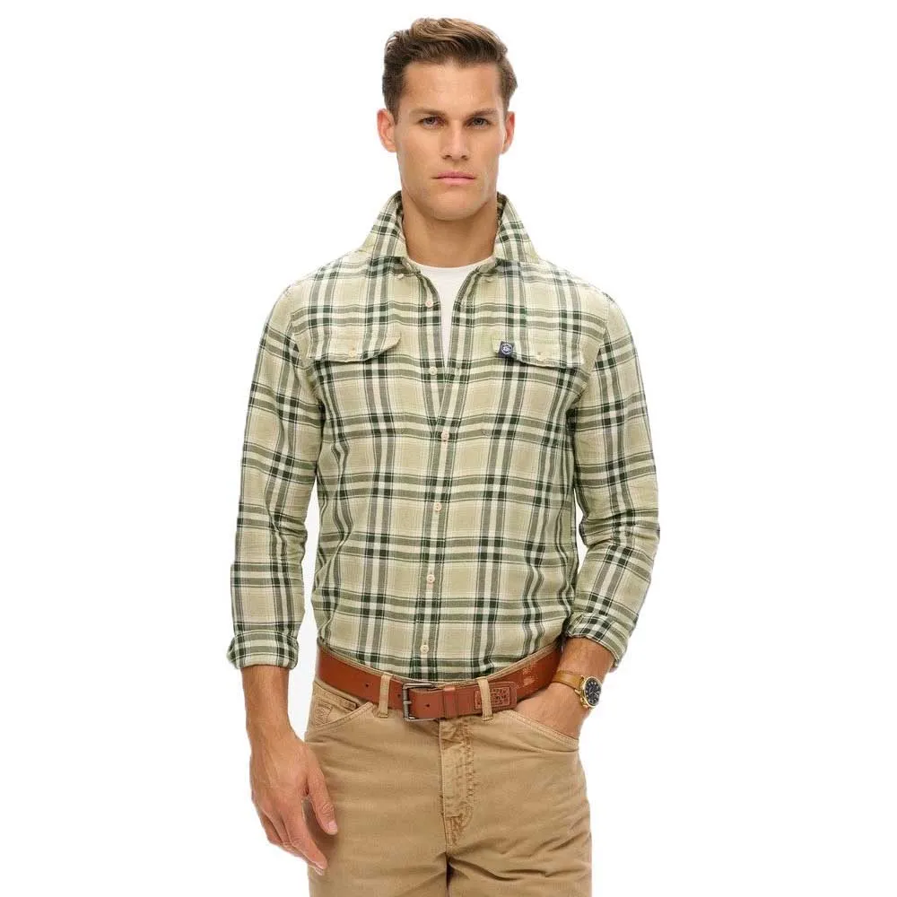 

Рубашка Superdry Merchant Linen Check, зеленый