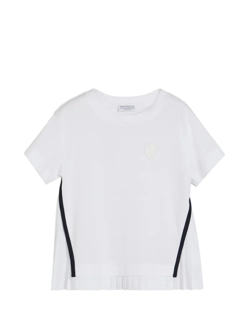 Футболка с оборками и нашивкой с логотипом Brunello Cucinelli Kids, белый