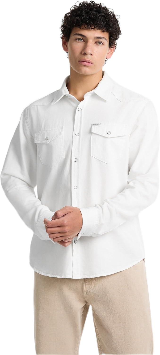 

Джинсовая рубашка GUESS из твила, Gj Natural White