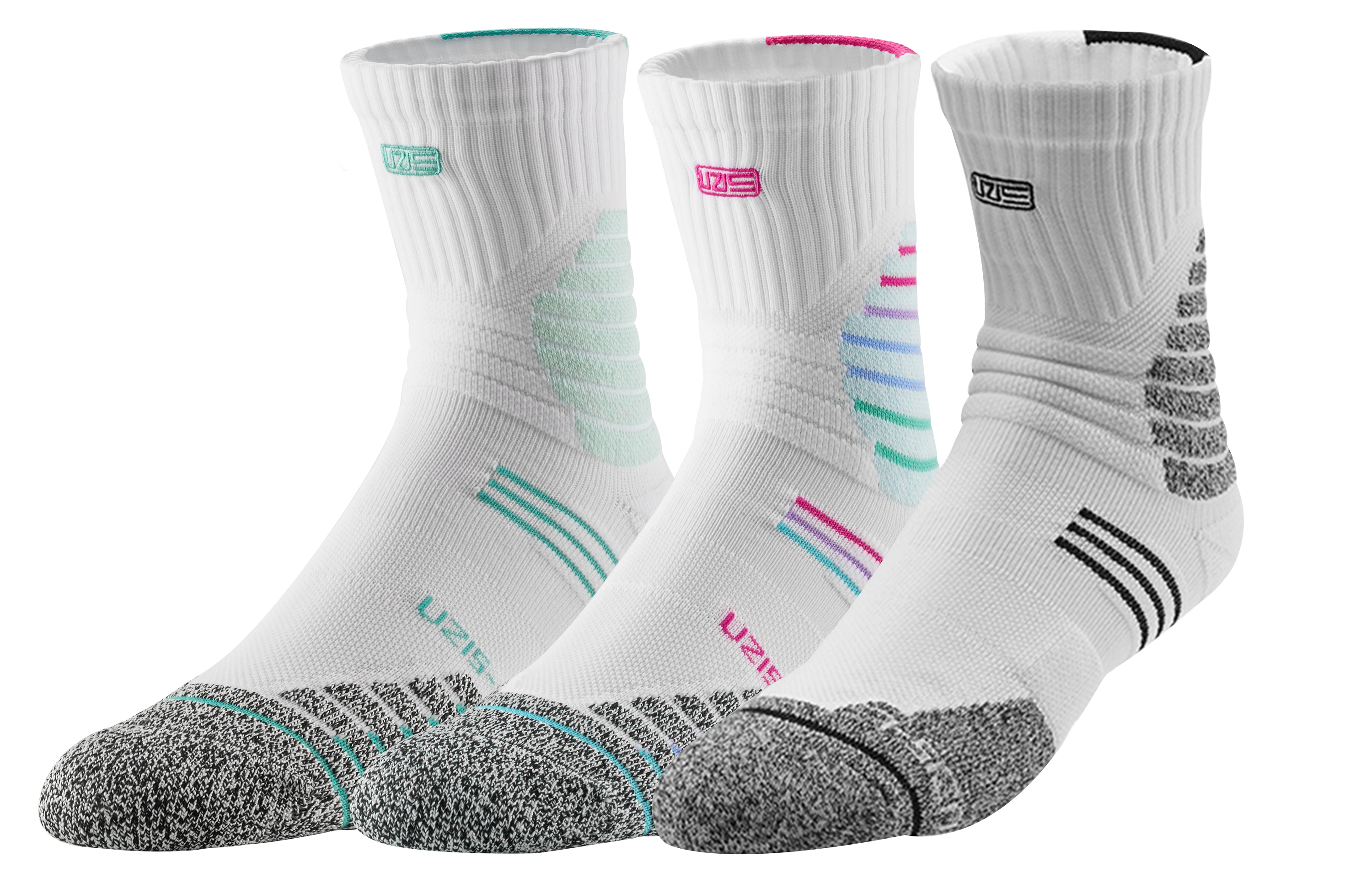 

Носки до середины голени унисекс, 3 пары UZIS, 1 Set 3 Pack Crew (Mint Green+South Beach+Black White)
