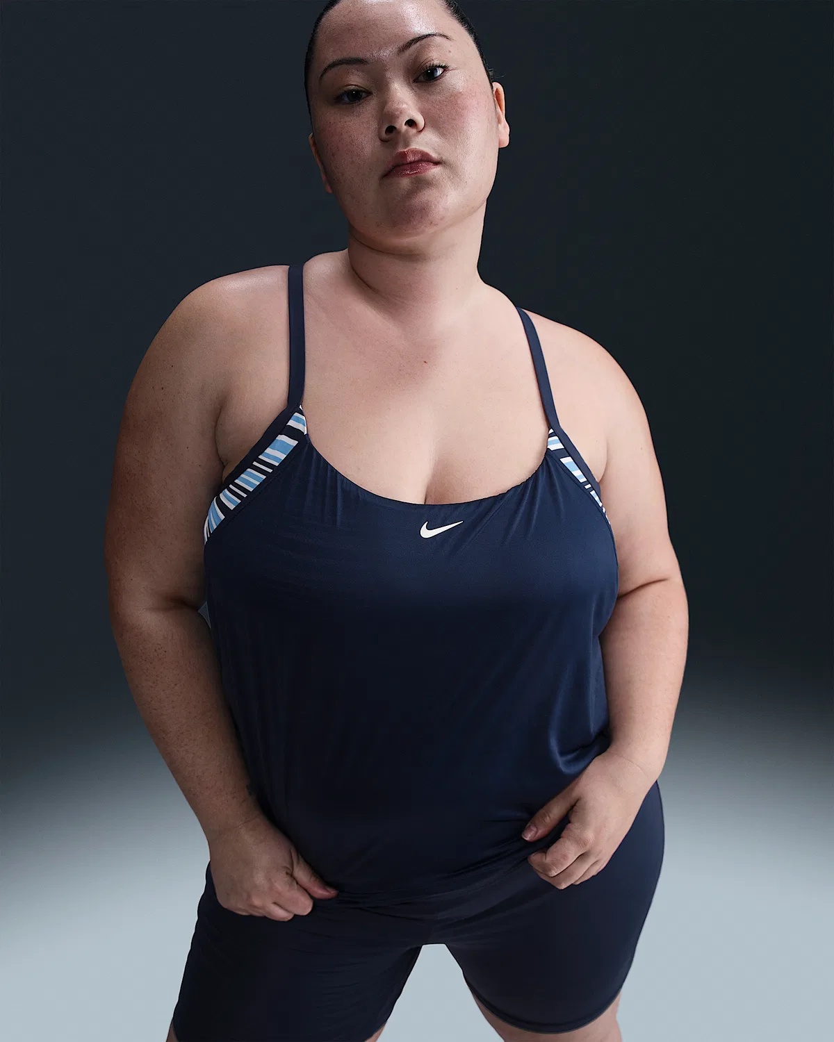 Женский многослойный танкини (увеличенные размеры) Nike Swim, Midnight Navy