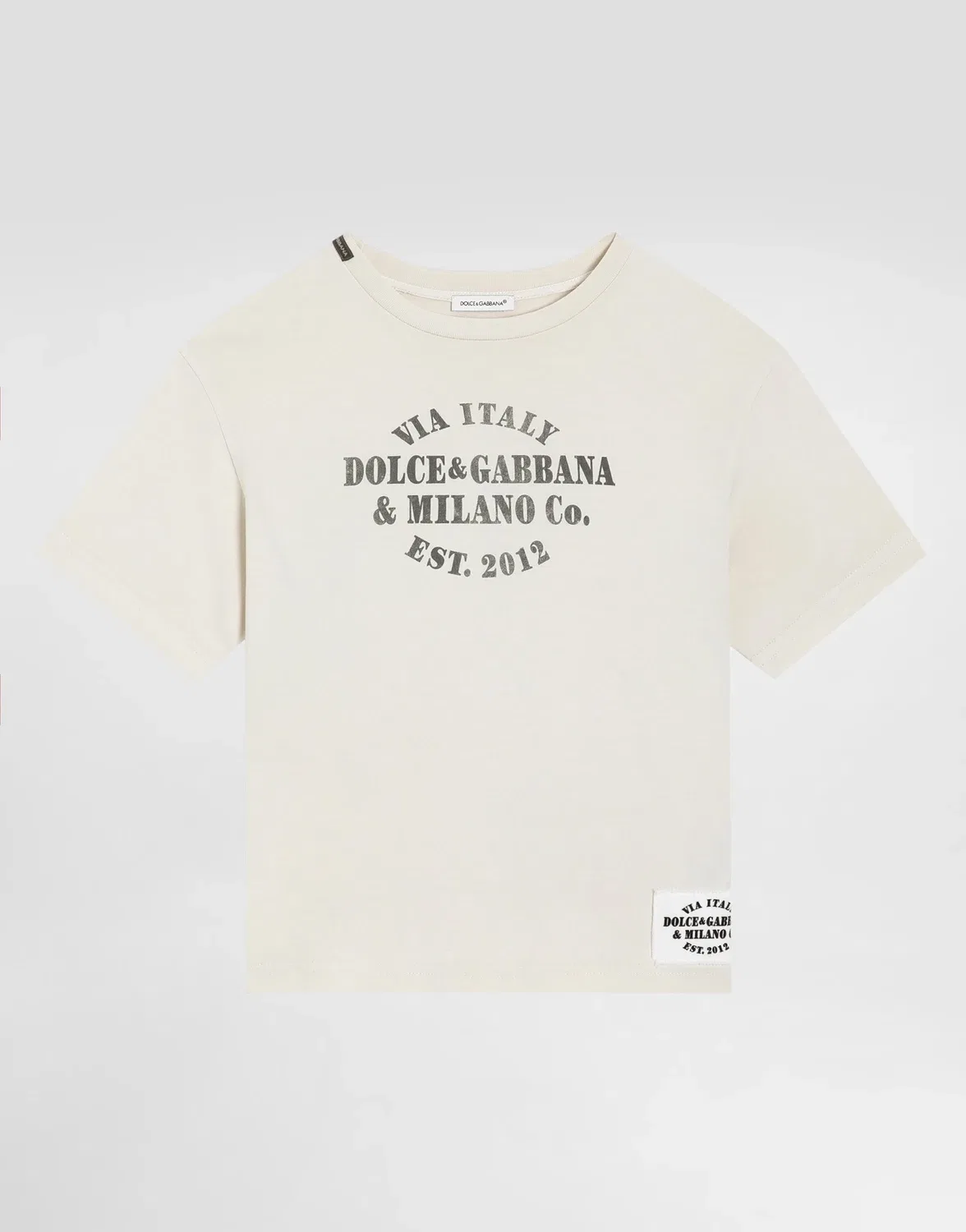 Джерси футболка с принтом и нашивкой-логотипом DOLCE & GABBANA, бежевый