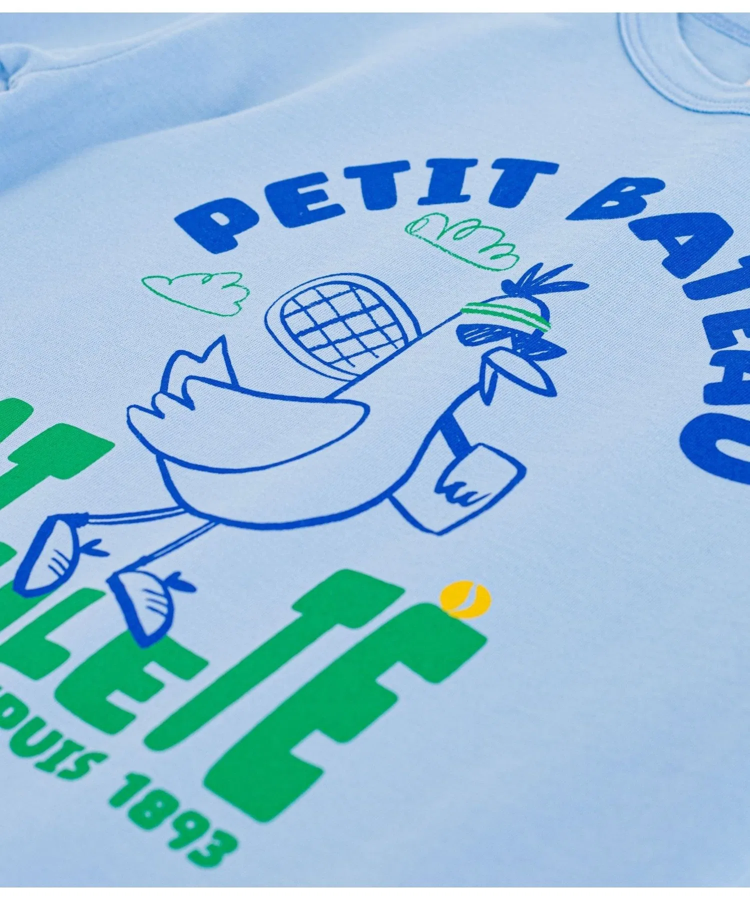 Детская хлопковая футболка с принтом PETIT BATEAU зелёная — фото 3