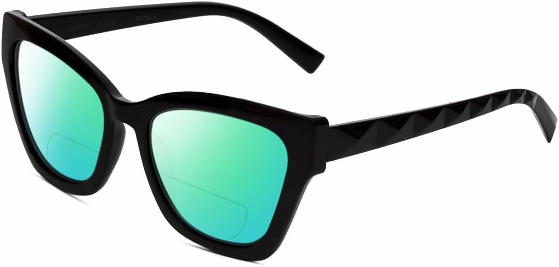 

Солнцезащитные очки Calabria K+K ESTELLE Cat Eye с поляризованными линзами и бифокальными линзами, блестящие, черные, модные, дизайнерские, Shiny Black/Green Mirror Lens