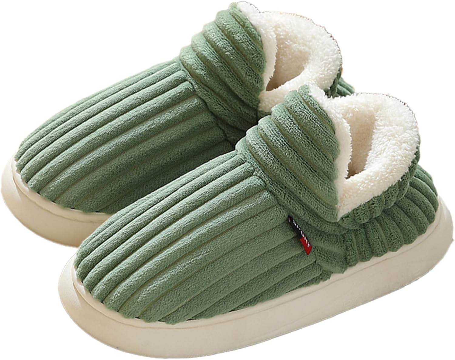 

Теплые тапочки с флисовой подкладкой, уютные и теплые для мужчин и женщин - зимние пушистые с толстой подошвой для дома и улицы Yozti, зеленый