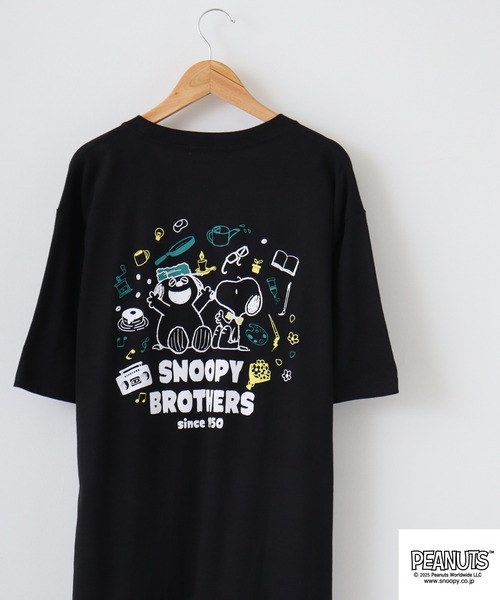 

Футболка, принт Peanuts, оверсайз, черный