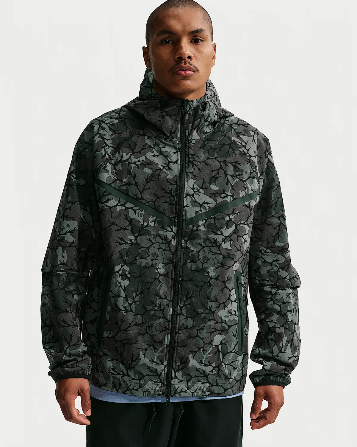 Мужская ветровка Windrunner на полной молнии Nike Tech, Black/Black