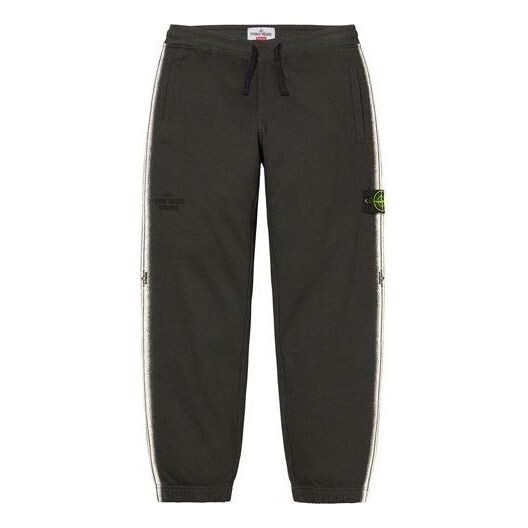 

Брюки x stone island stripe sweatpants 'black white' Supreme, черный