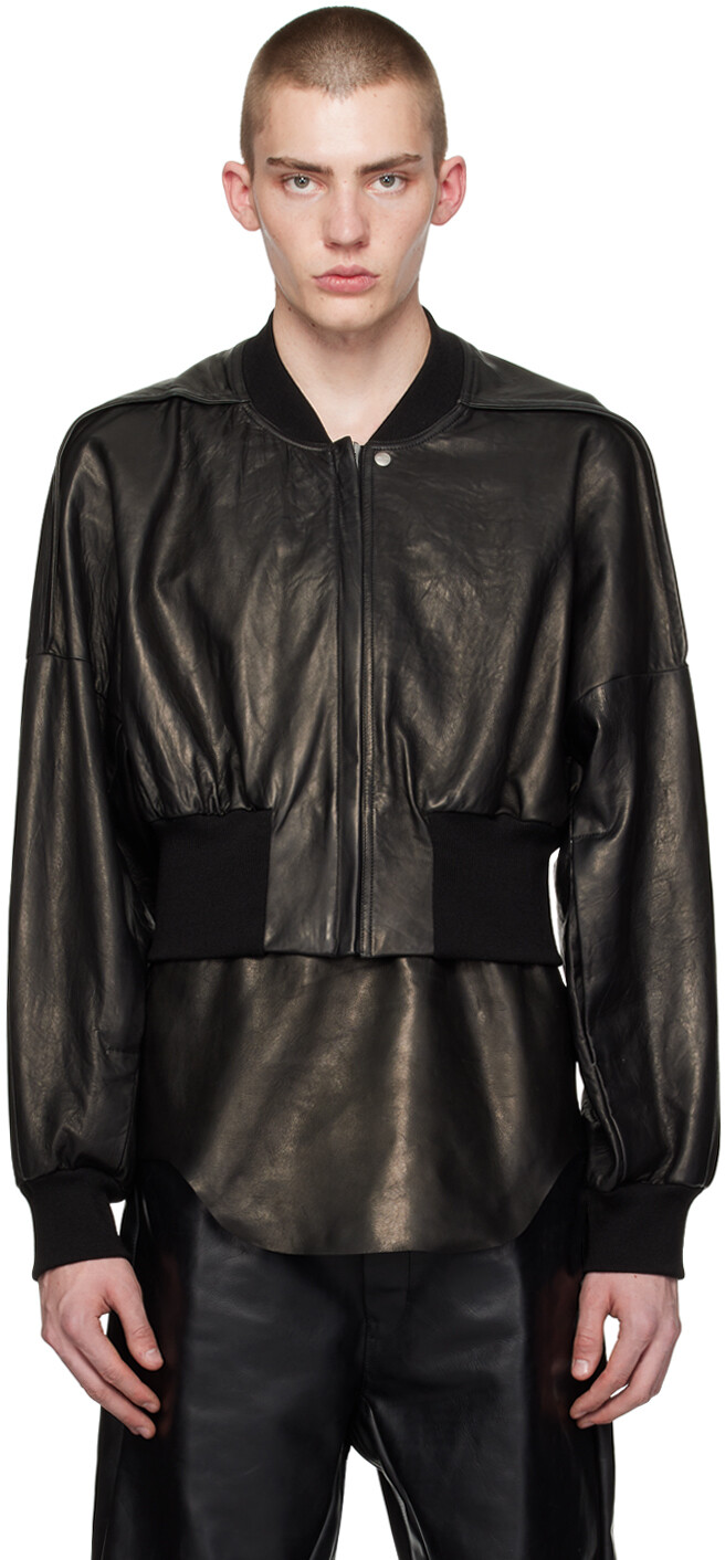 

Черная кожаная куртка для полетов Rick Owens, цвет Black
