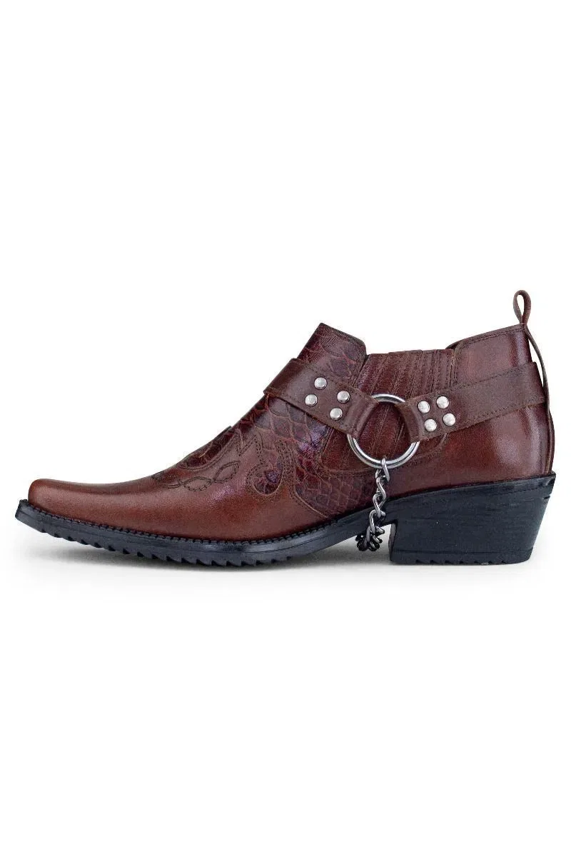 Ковбойские туфли Winklepicker с металлической отделкой Infinity Leather, коричневый — фото 3