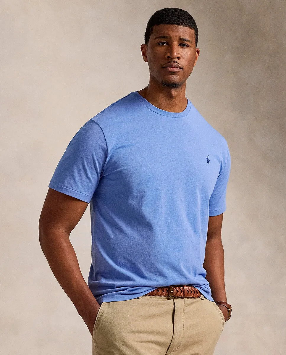 

Мужская хлопковая футболка с вышивкой лошади больших размеров Polo Ralph Lauren, цвет Azul Porcelana
