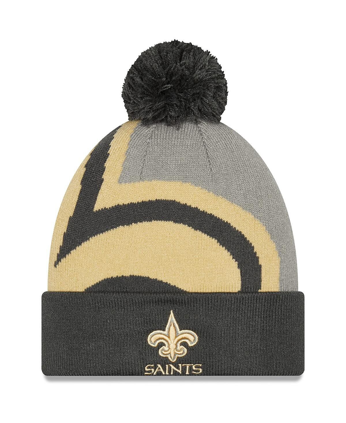 

Мужская графитовая вязаная шапка New Orleans Saints Logo Whiz Redux с манжетами New Era