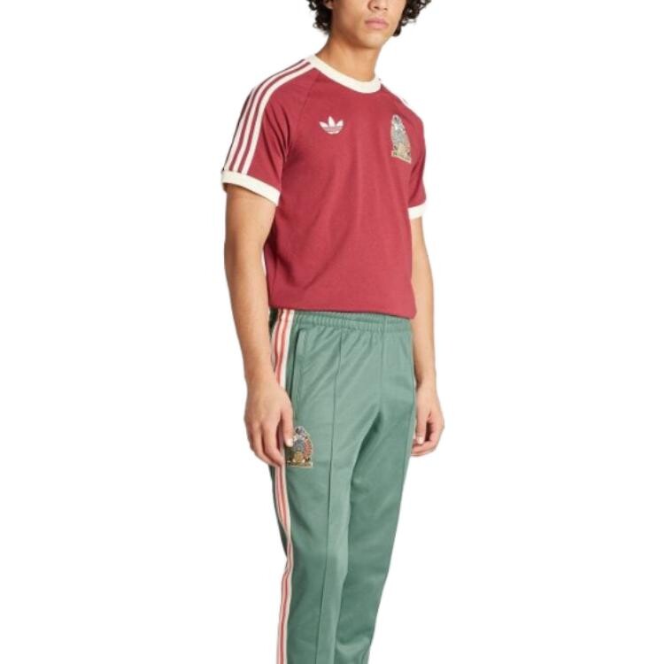 Мексиканская футболка Adicolor с 3 полосками, бордовая Adidas Originals, красный — фото 4
