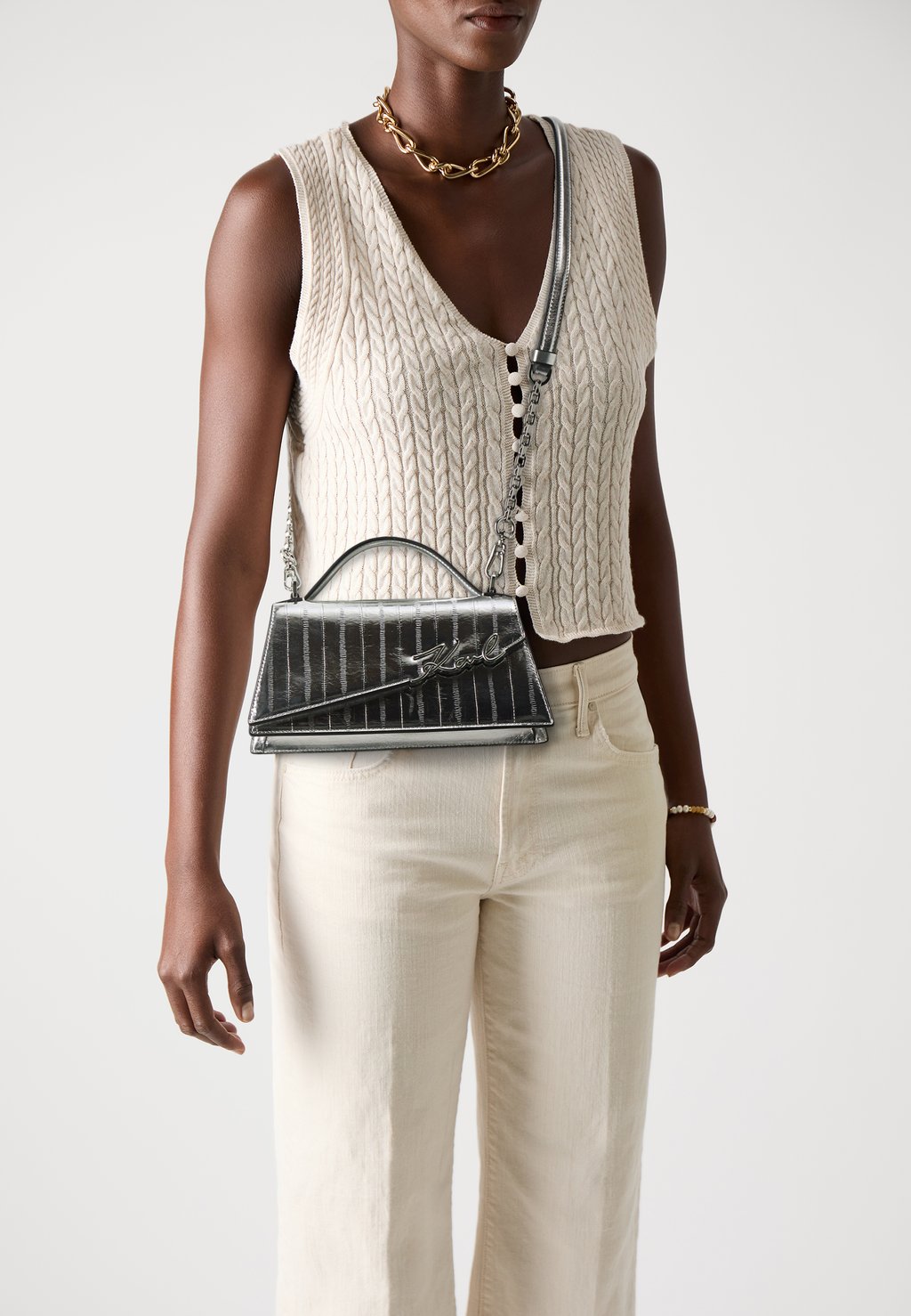

Сумка через плечо SIGNATURE SLIM - Across body bag KARL LAGERFELD, серебряный