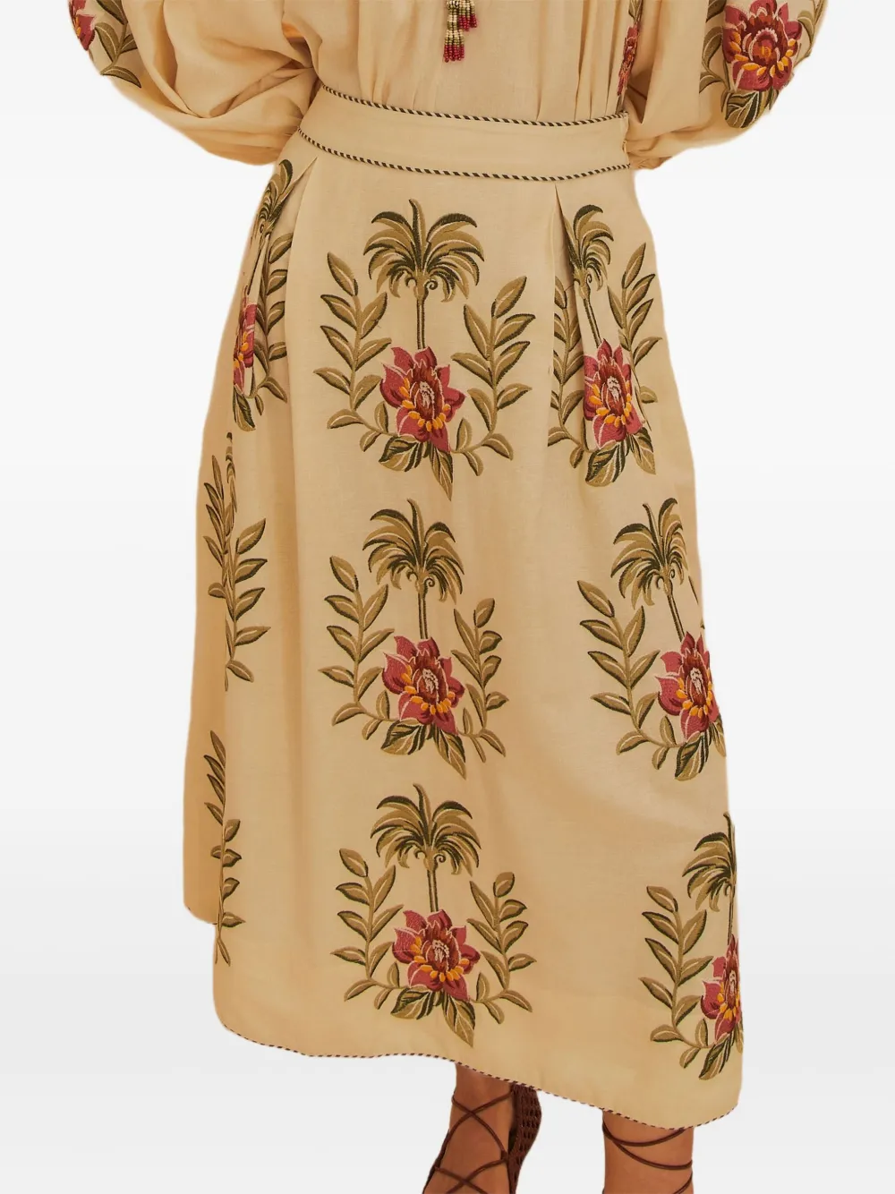 

Юбка макси с вышитыми тропическими цветами FARM Rio