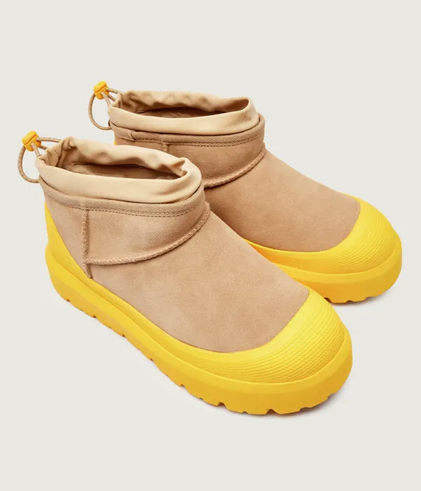 Мужские зимние ботинки Ugg замшевые гибридные, бежево-желтый — фото 3