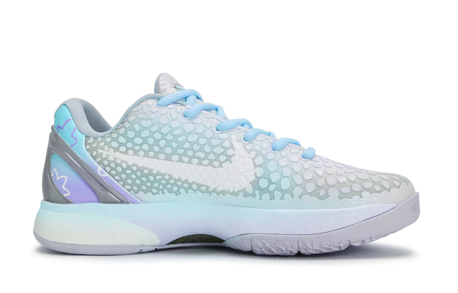 Nike Zoom Kobe 6 Slip Resistant Abrasion Resistant Low top детские баскетбольные кроссовки White Blue Purple — фото 4
