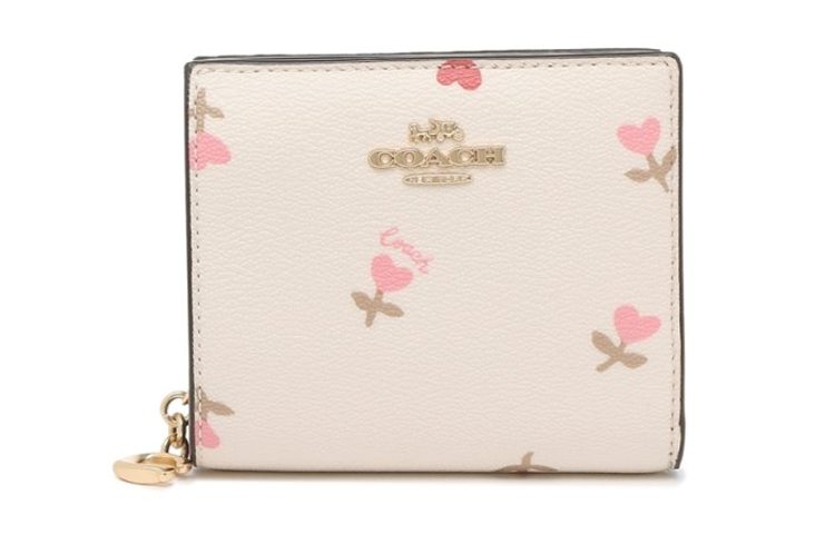 

Coach Кошелек на кнопках из холста с кожаными вставками, мини-кошелек для женщин, белый