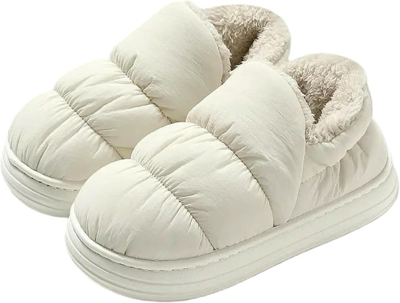 

Домашние тапочки для мужчин и женщин, зимние теплые, повседневные с нескользящей подошвой, толстые, для дома Uebherv, бежевый