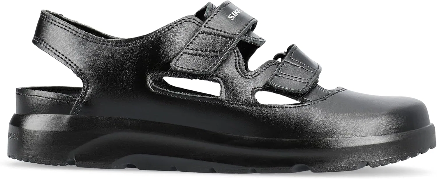 Сандалии унисекс SIKA Optimax Unisex, rutschfeste Sicherheitssandale mit doppeltem Klettverschluss, stosdämpfender PU-Sohle, Permair-Leder, leichte Profi-Sandale für die Medizin- & Lebensmittelindustrie, Black — фото 2
