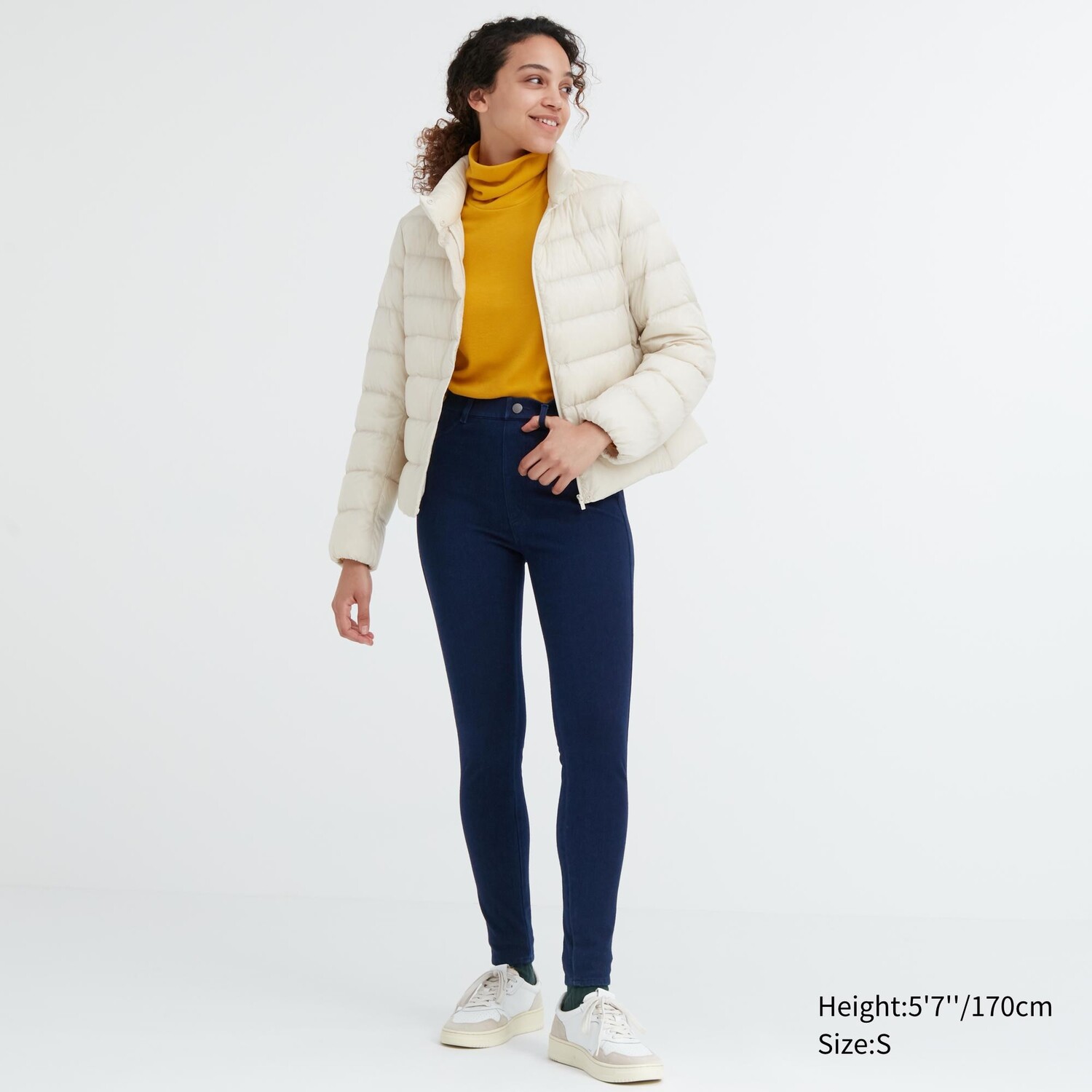 

Леггинсы UNIQLO Heattech Ultra Stretch с высокой посадкой из денима, синий
