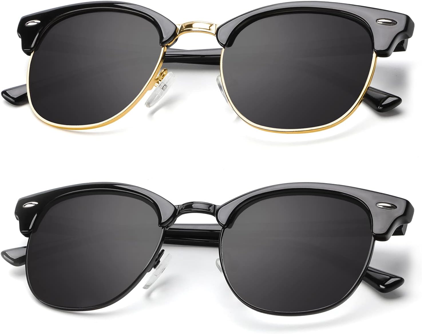 

Поляризованные солнцезащитные очки KALIYADI для мужчин и женщин, полуободковая оправа, солнцезащитные очки для вождения, блокирующие УФ-излучение, A14-(2 Pack) Glossy Black | Black | Golden Rim / Glossy Black | Black | Black Rim