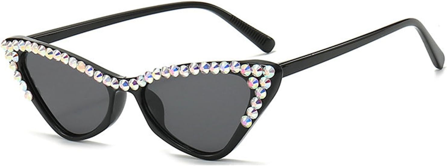 

Солнцезащитные очки «кошачий глаз» от Helena Diamond для женщин, ретро-стиль, с блестками, стразами, кристально сверкающим треугольником, роскошные очки с драгоценными камнями, Black