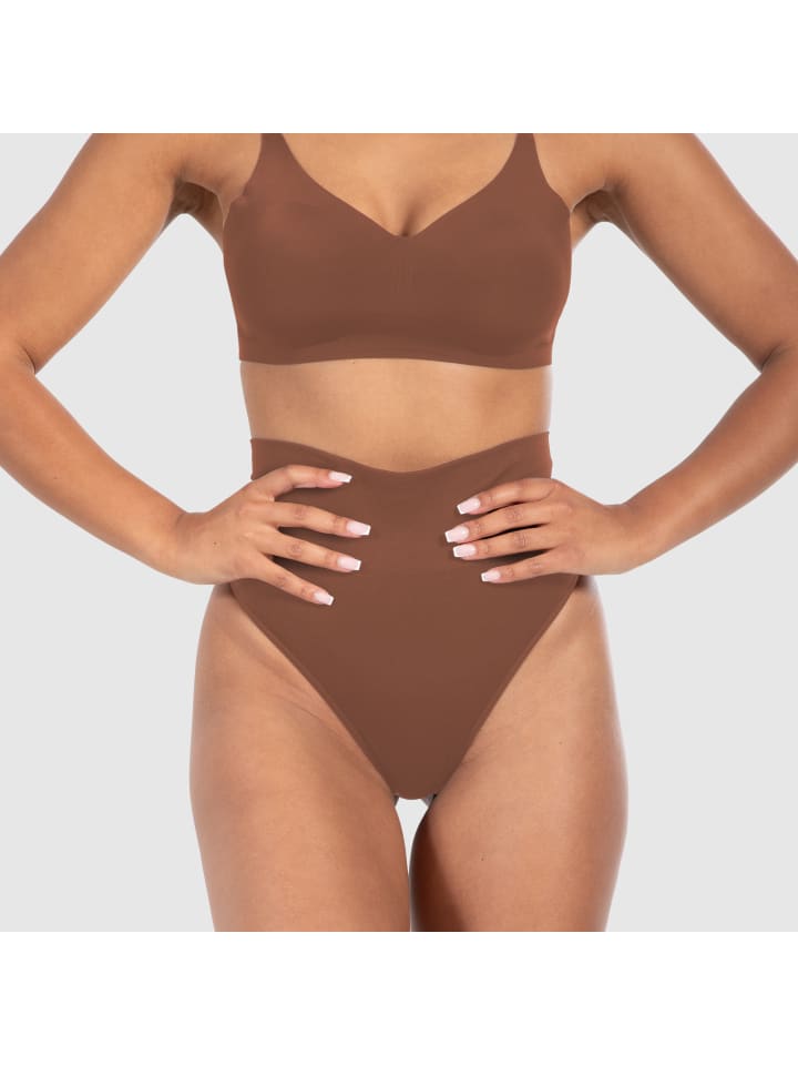 

SMILODOX Трусики-стринги средней посадки Nysa коричневого цвета