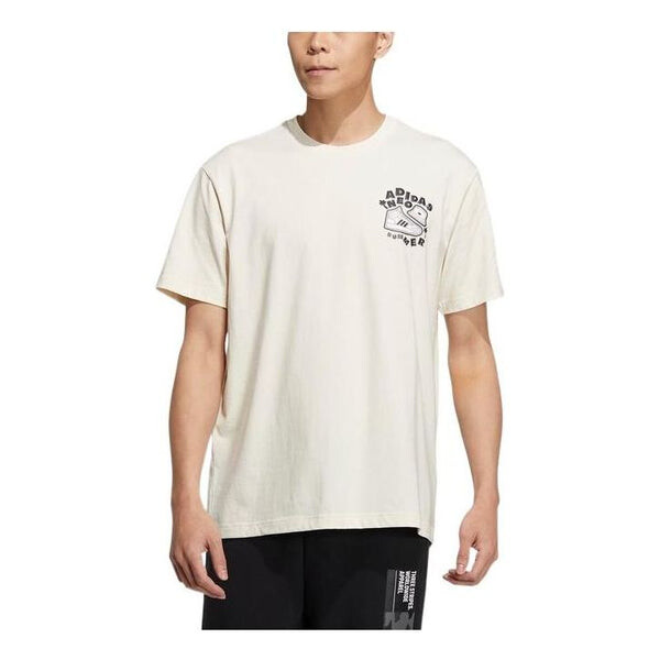 

Футболка adidas neo SS22 Shoe Alphabet Printing Round Neck Short Sleeve Couple Style Beige, мультиколор