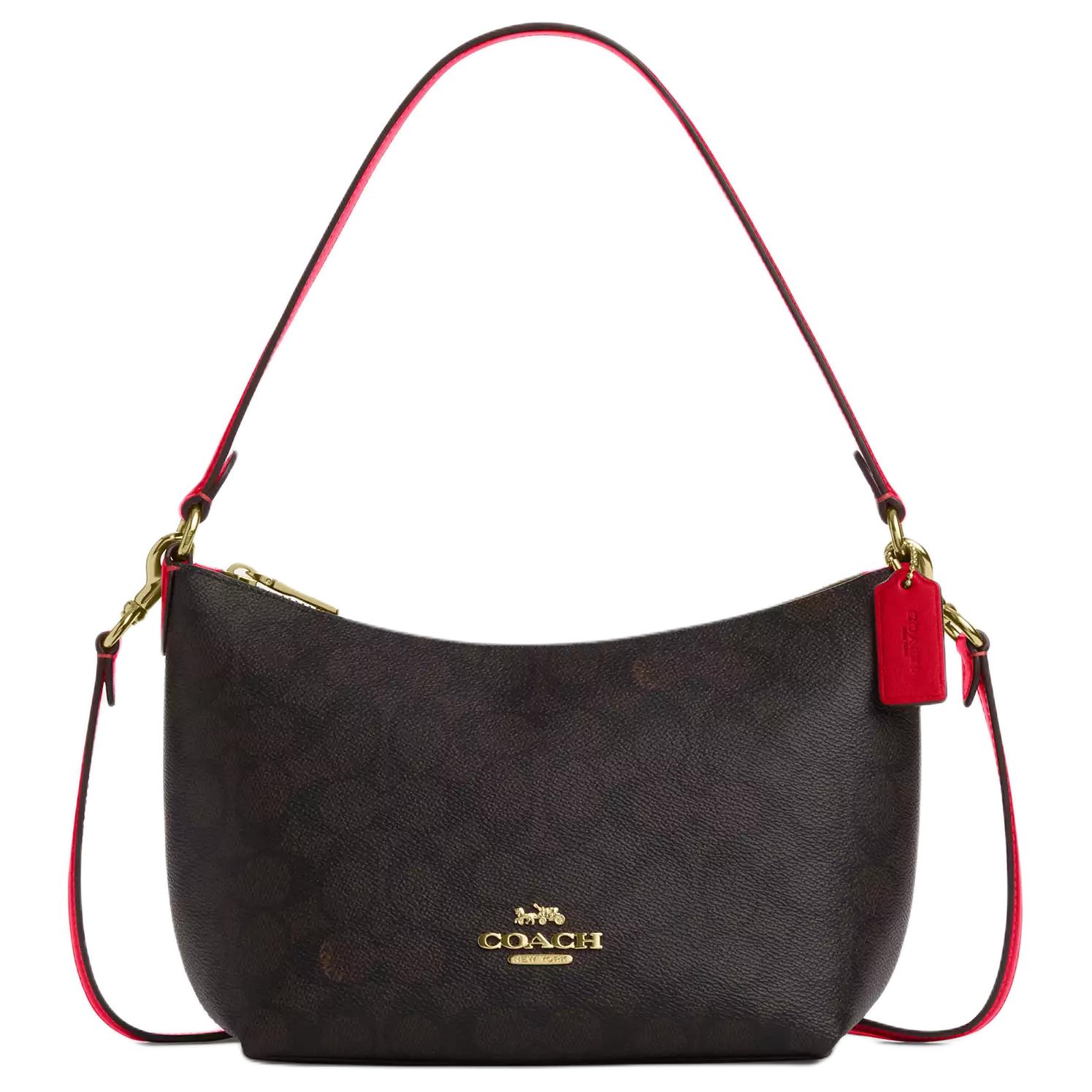 

COACH Сумка через плечо из вощеной парусины с декором из орехового дерева