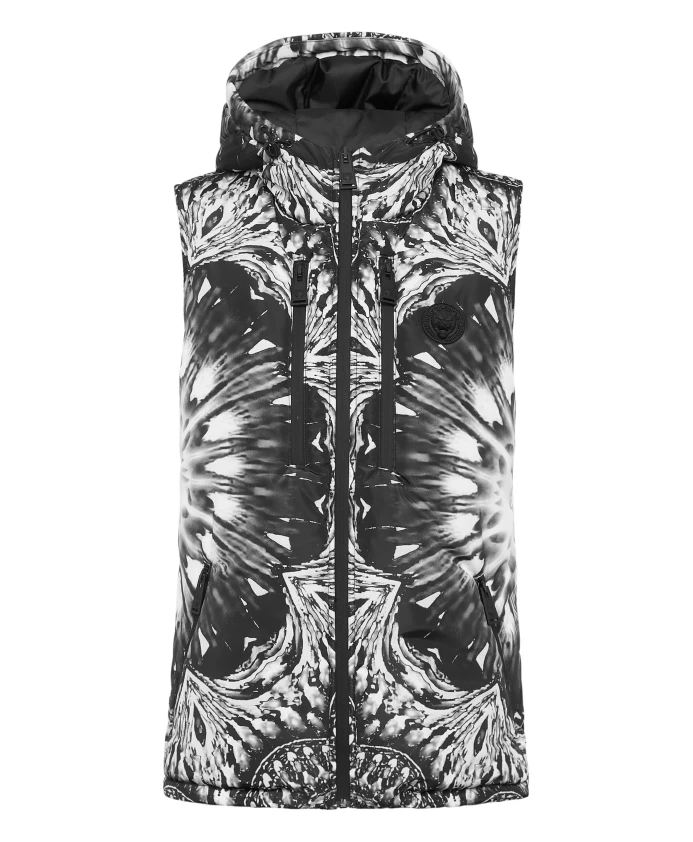 

Короткий жилет с оптическим цветком Plein Sport, черный