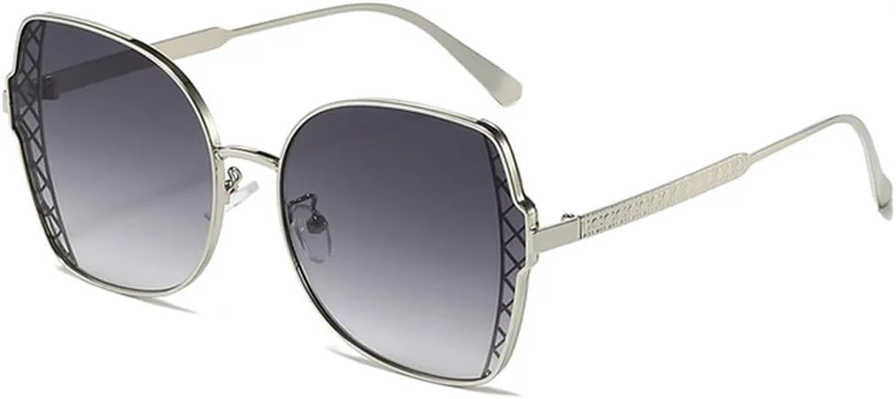 

Солнцезащитные очки-бабочки 2027 года для женщин, металлическая оправа, винтажные деловые солнцезащитные очки для мужчин и женщин MTZJH, Silve Gradient Gray