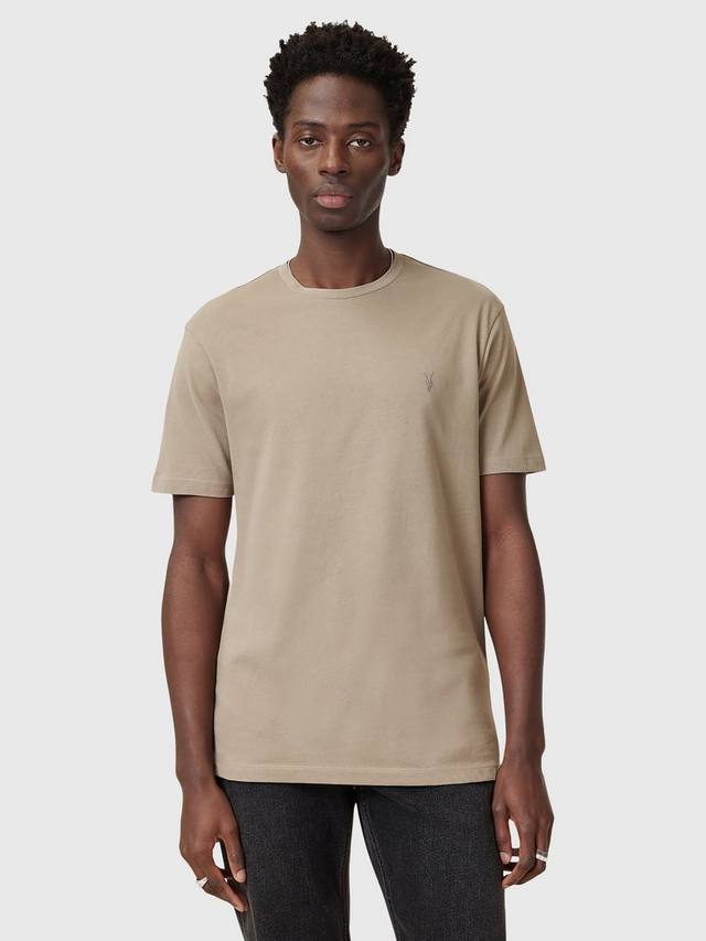 

Облегающая экипажная футболка brace slim fit AllSaints, коричневый