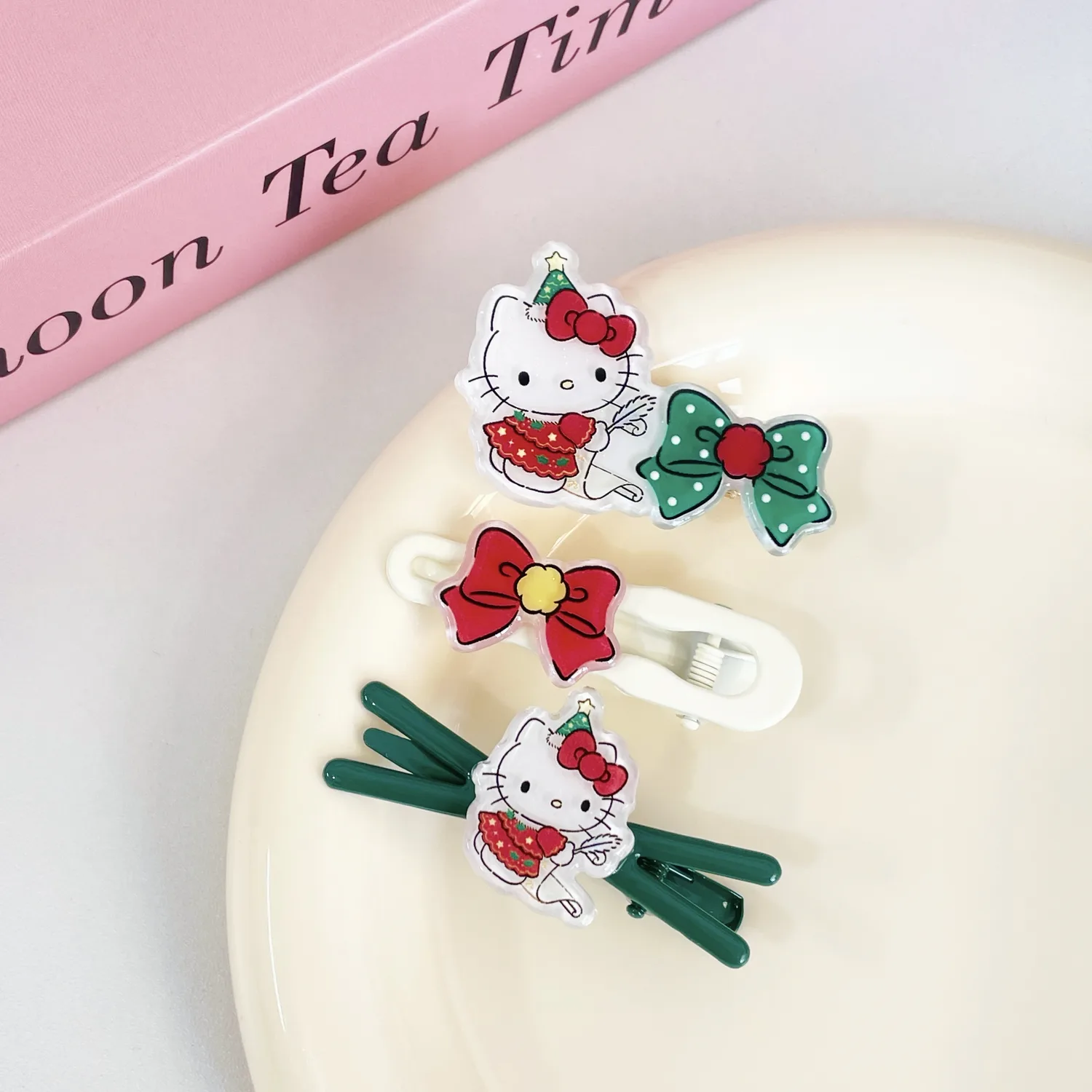 Акриловая заколка для волос Hello Kitty Sanrio, Hello Kitty Hair Clip Three-Piece Set — фото 3