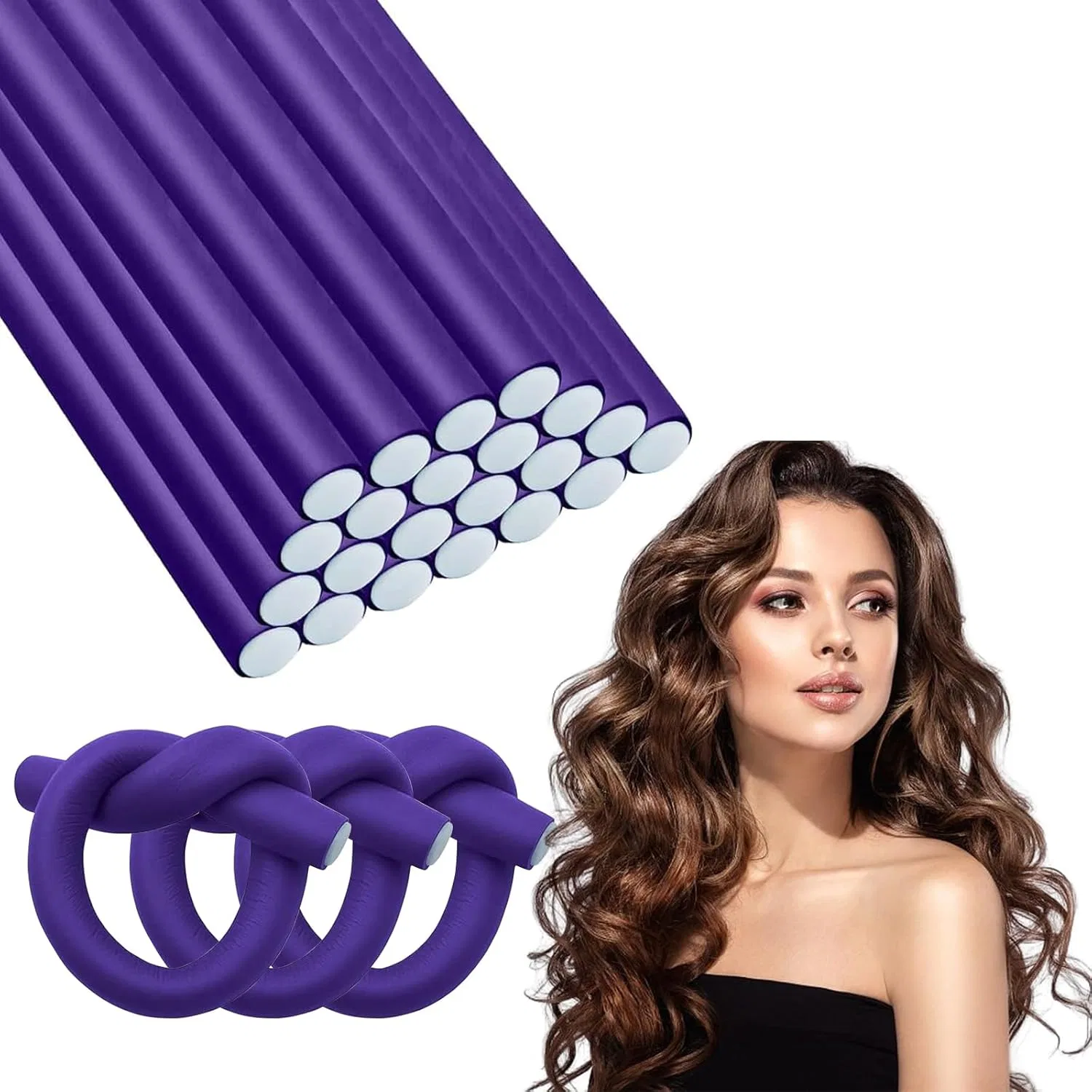 Набор гибких бигуди для завивки без нагрева, 30 шт. Lunyloer, Pack Of 30 Purple