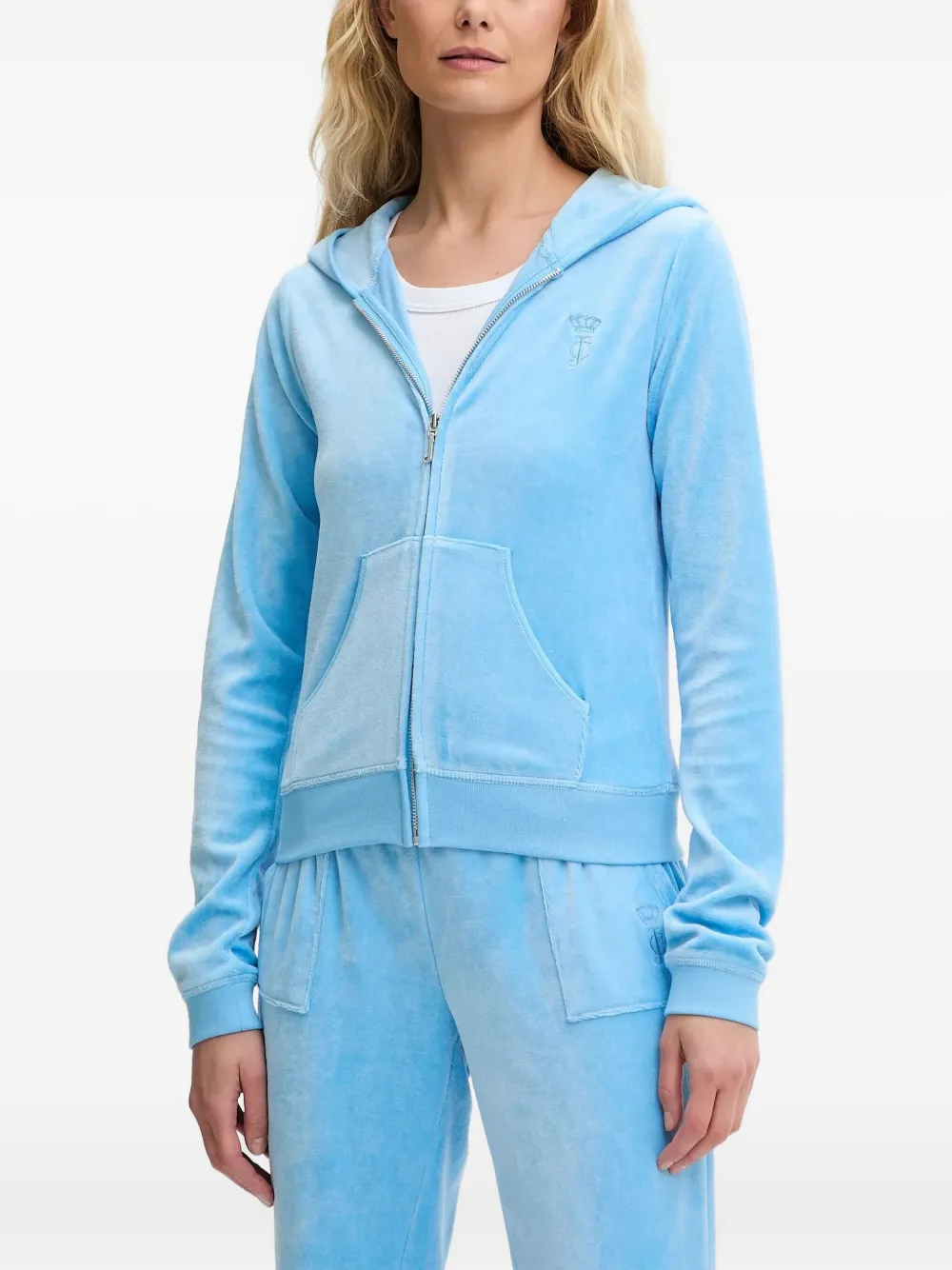 

Худи на молнии с вышитым логотипом Juicy Couture, синий