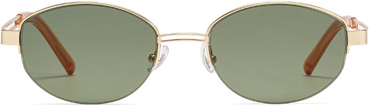 

Классические безободковые овальные солнцезащитные очки Helena Fashion для женщин и мужчин, роскошные дизайнерские очки в металлической оправе, винтажные круглые очки с защитой от УФ-излучения UV400, C5