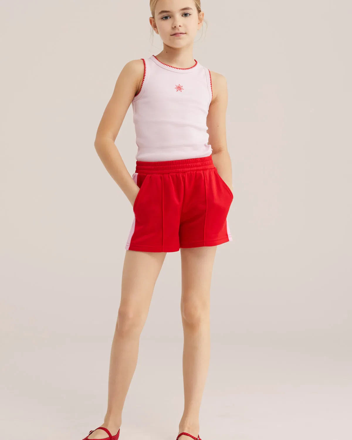 Брюки свободного кроя We Fashion, Bright Red/Light Red — фото 4