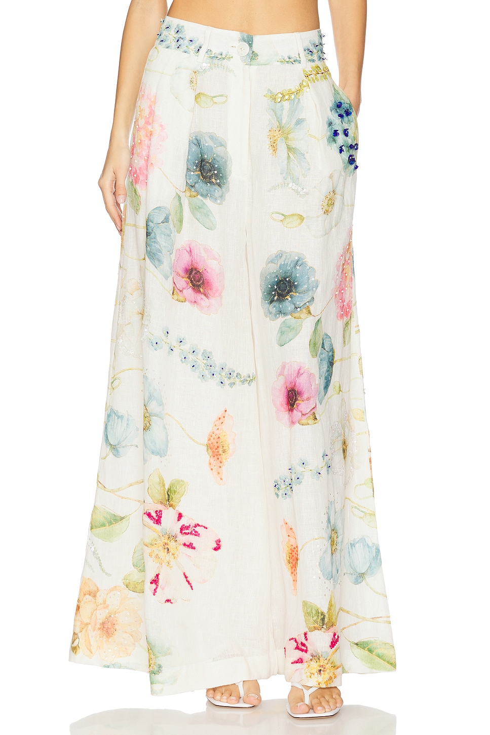 

Расклешенные брюки Blossom belle La Fuori, ecru multi floral