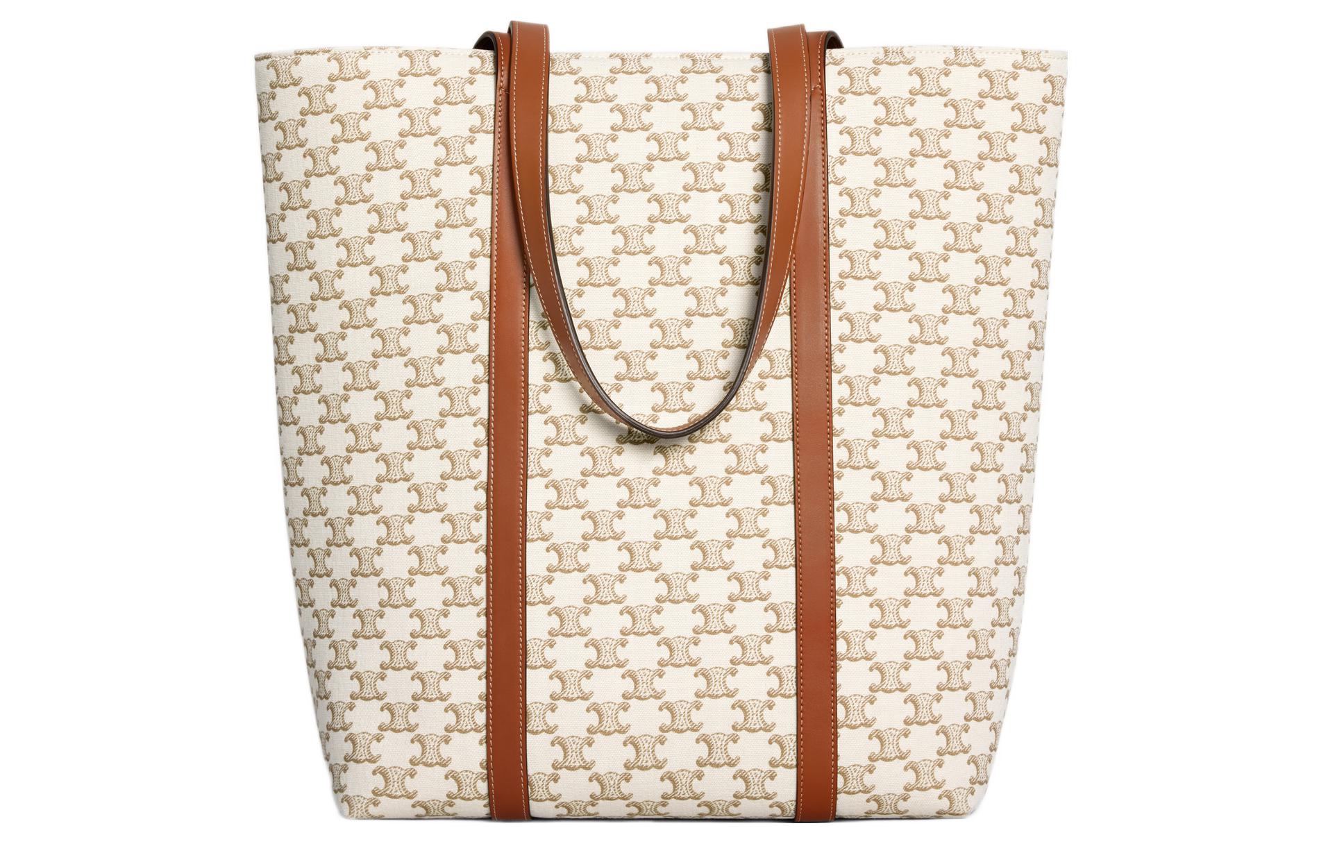 

Сумка Triomphe Fabric With Calfskin Regular женская Brown/White CELINE, Set (Bag+Dust Bag)
