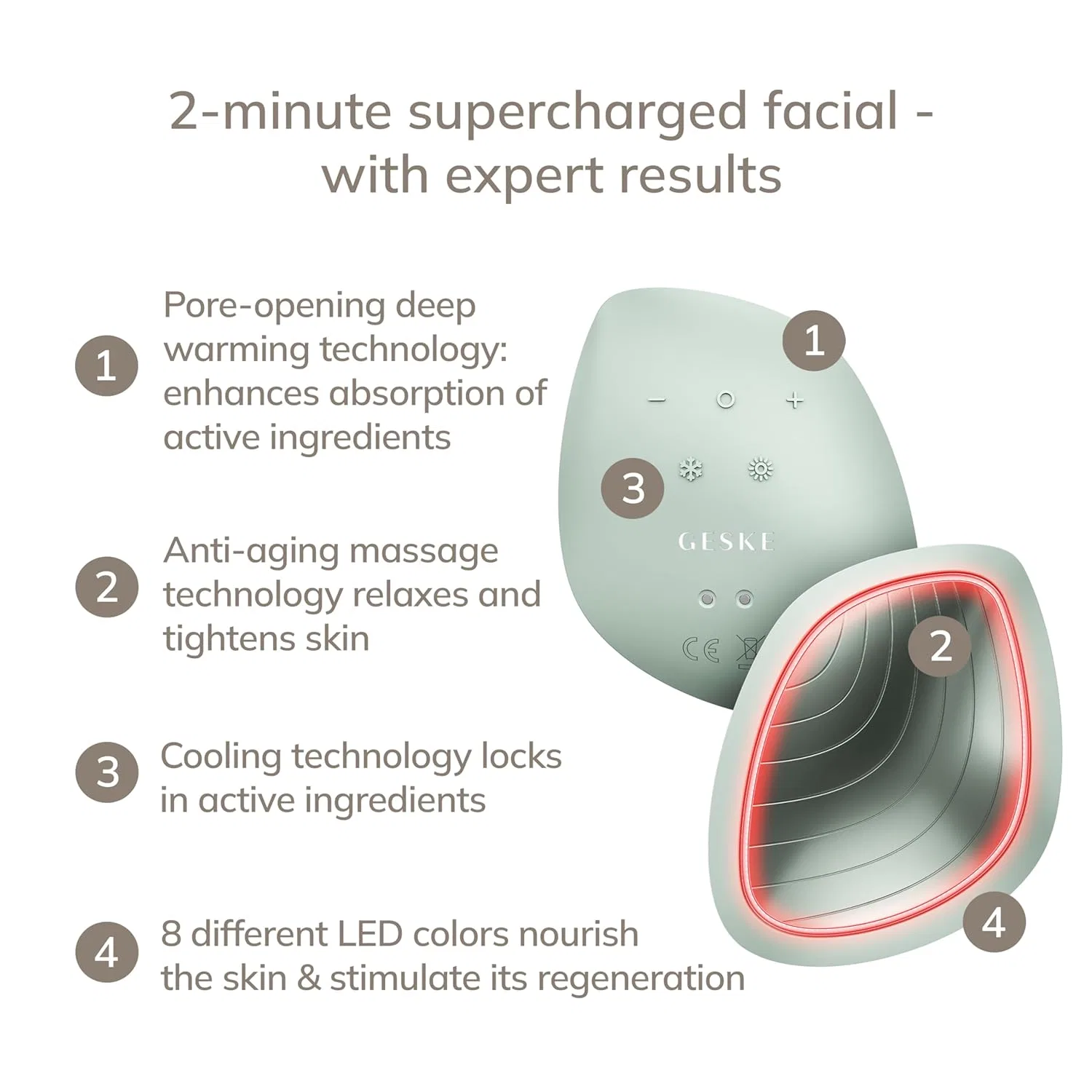 Маска для лица Geske — LED- «SmartAppGuided Sonic Warm & Cool Mask 9 in » от ‎ , Green — фото 2