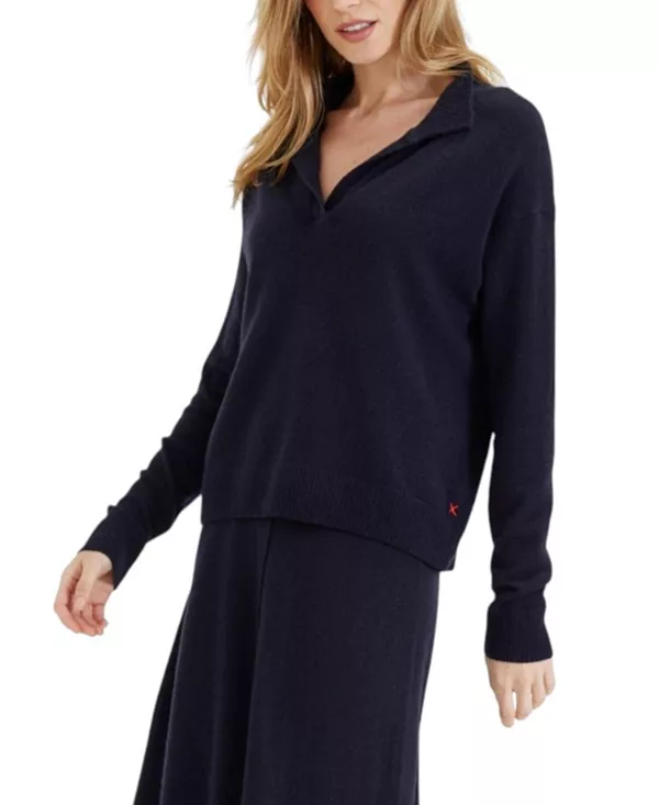 

Женский шерстяной кашемировый свитер с воротником Chinti & Parker, синий