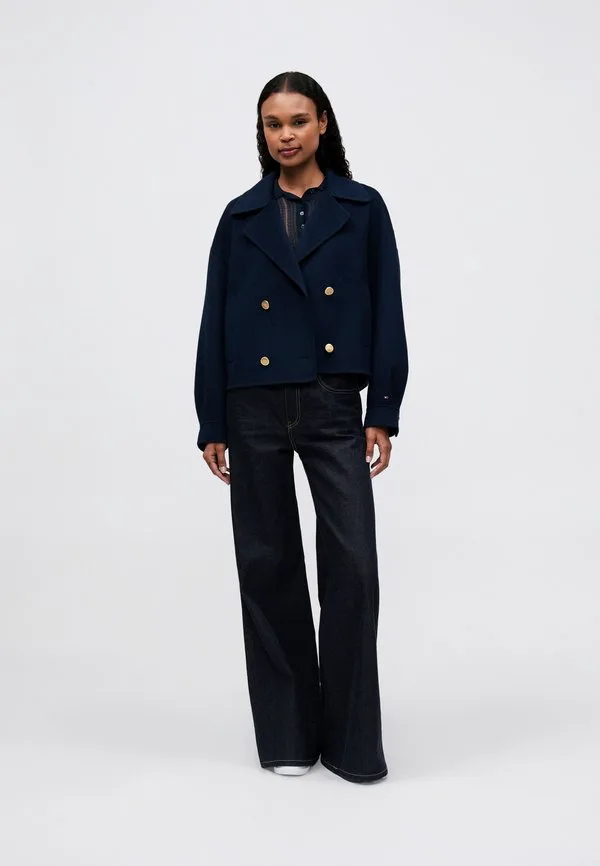Двубортное летнее пальто-бушлат из шерстяной смеси Tommy Hilfiger, Dark Night Navy — фото 2