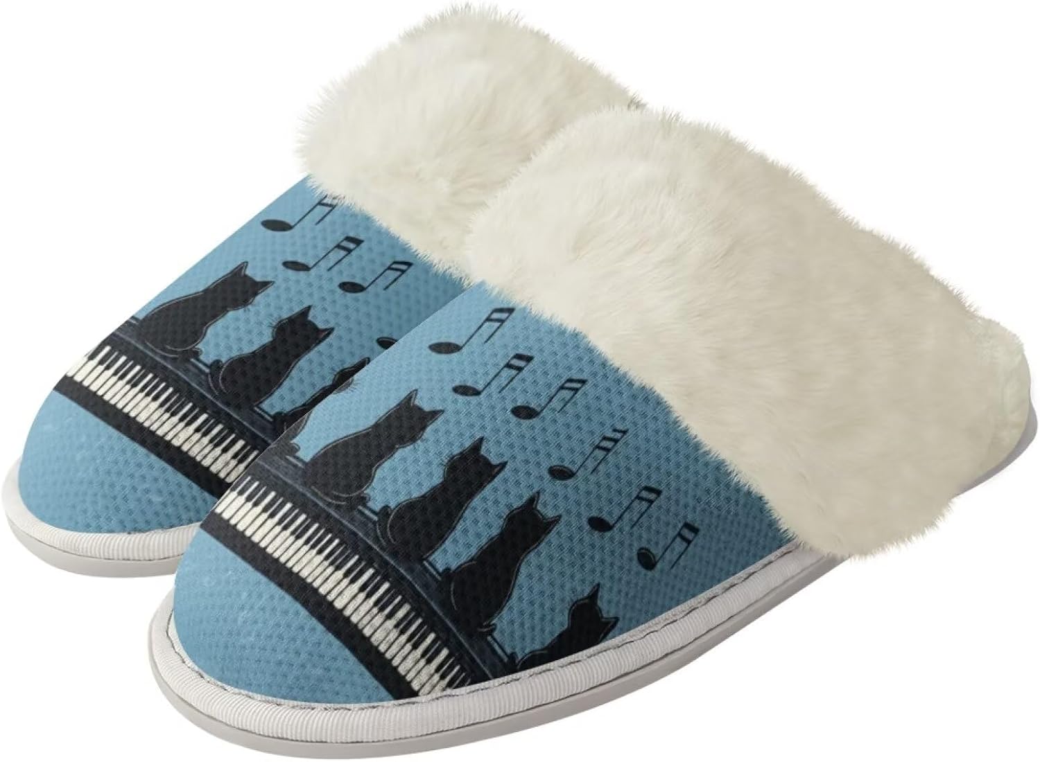 

Комнатные тапочки Binienty для женщин и мужчин, для дома и улицы, легкие, с противоскользящей подошвой, Black Cat Piano