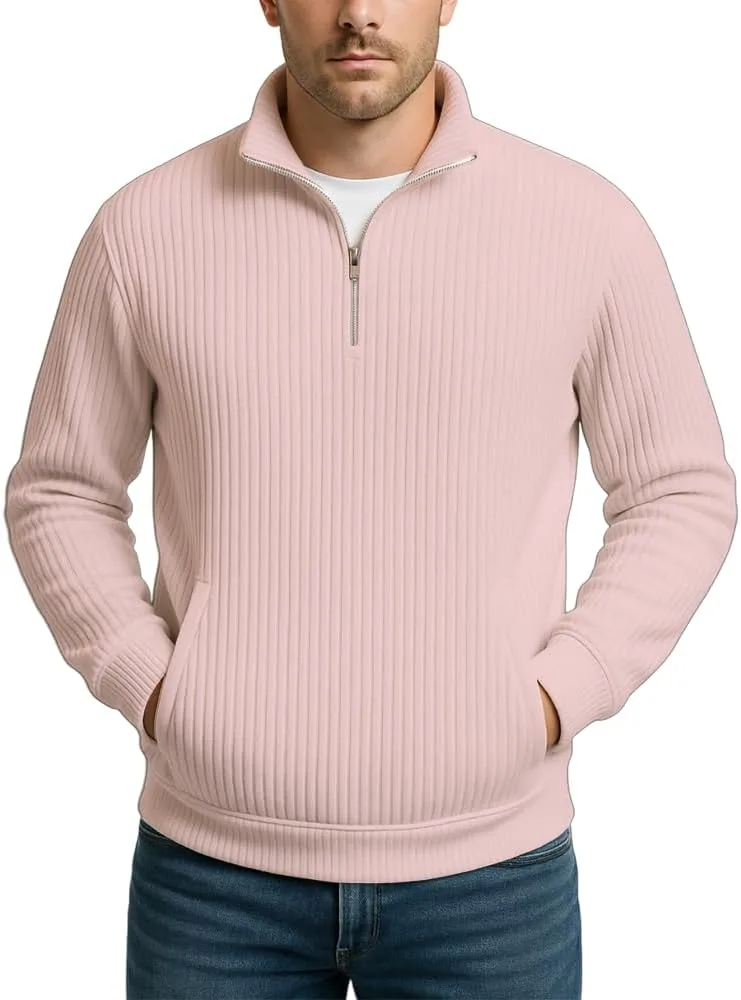 

Толстовка Noni мужская с молнией на четверть, Casual, Slim Fit, вязаная текстура