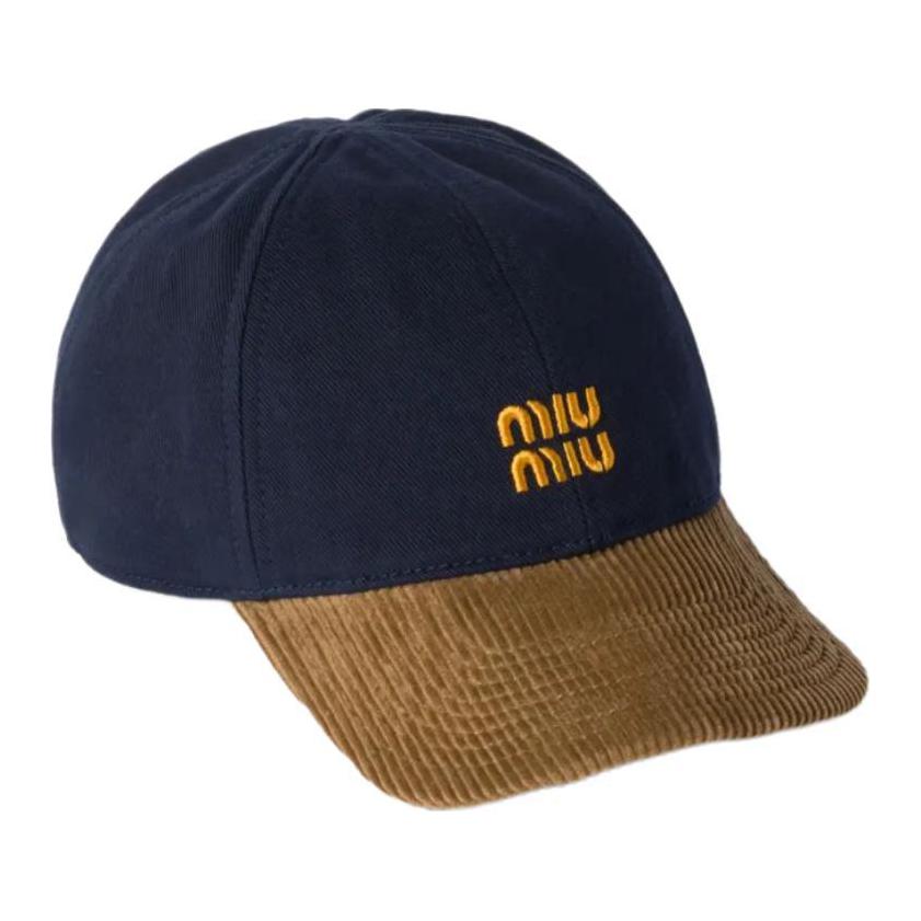 

MIU MIU Бейсболка с вставками из вельвета, Blue