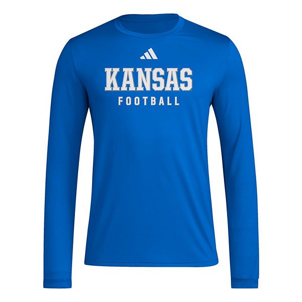 Мужская футболка с длинным рукавом Kansas Jayhawks для тренировок и предыгровых мероприятий Adidas — фото 3