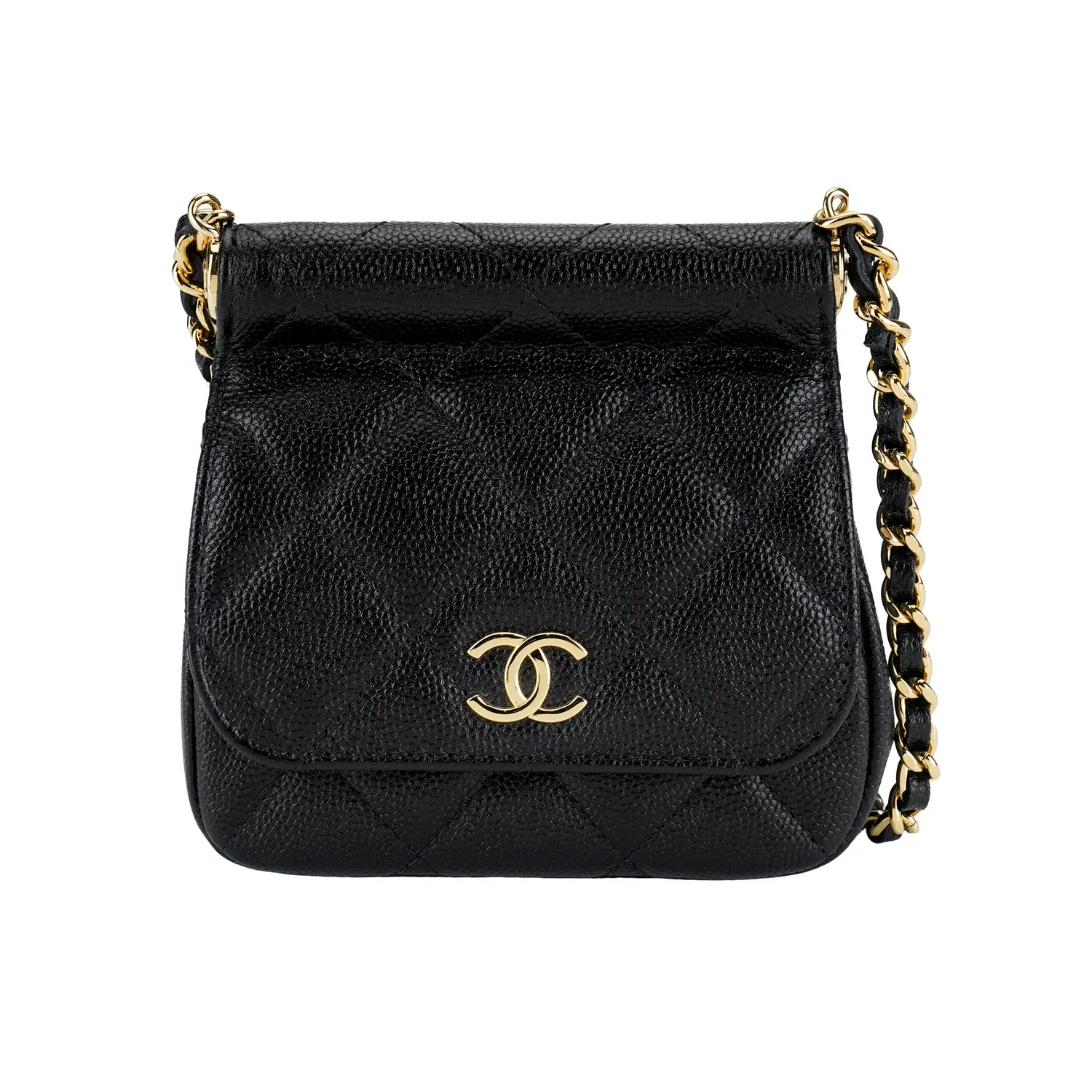 

CHANEL Осенне-зимняя мини-сумка через плечо из кожи кавиарной телки черная